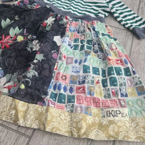 KPea toddler girl Patchwork Christmas Holiday Dress Size 5T - Picture 6 of 11